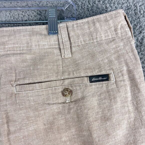 Eddie Bauer Linen Blend Shorts Mens 38 Tan Beach Casual Outdoor Summer 38x9 - Picture 7 of 16